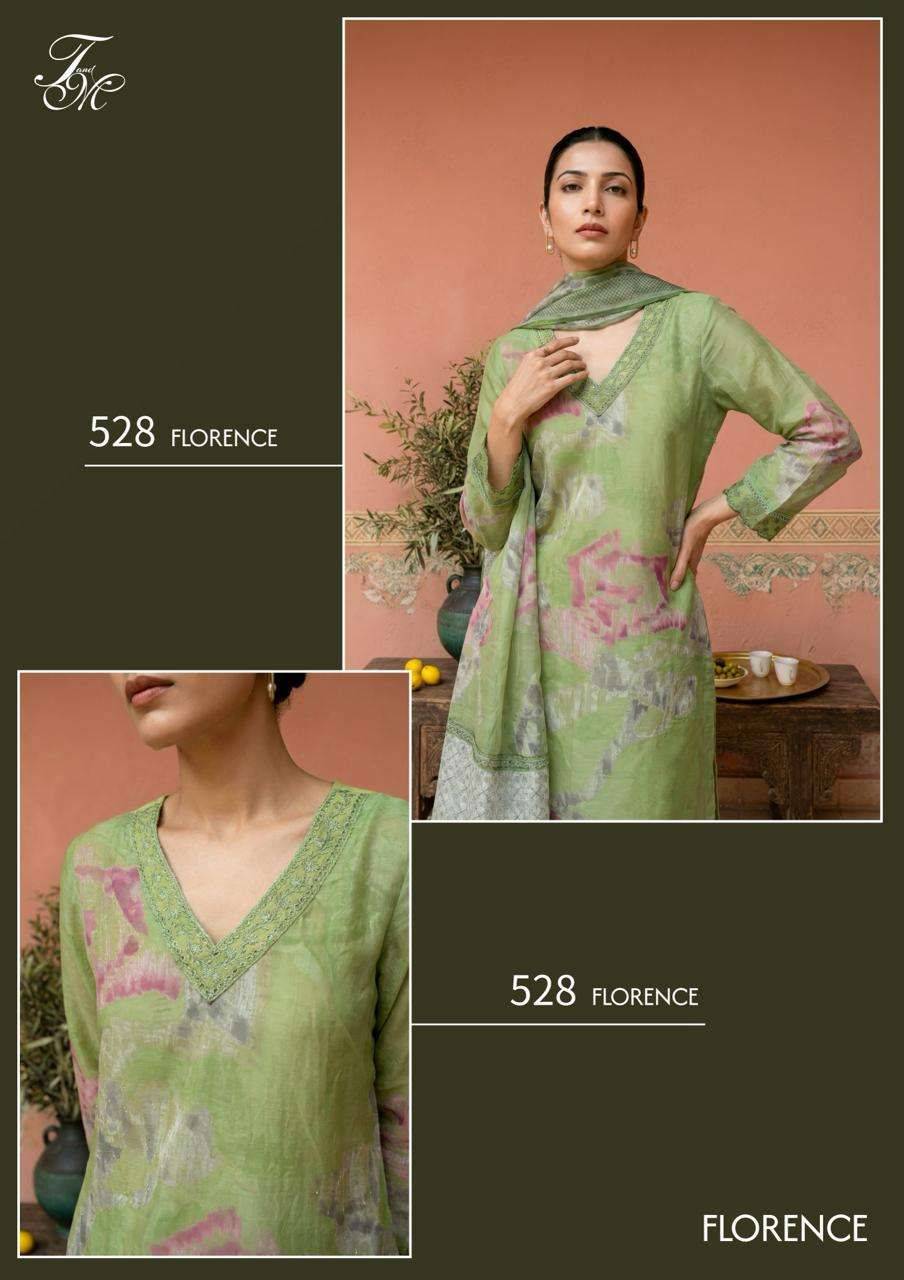 FLORENCE By T&M 515 TO 521 Beautiful Festive Suits Stylish Colorful Fancy Casual Wear Organdy Digital Print Dresses At Wholesale Price